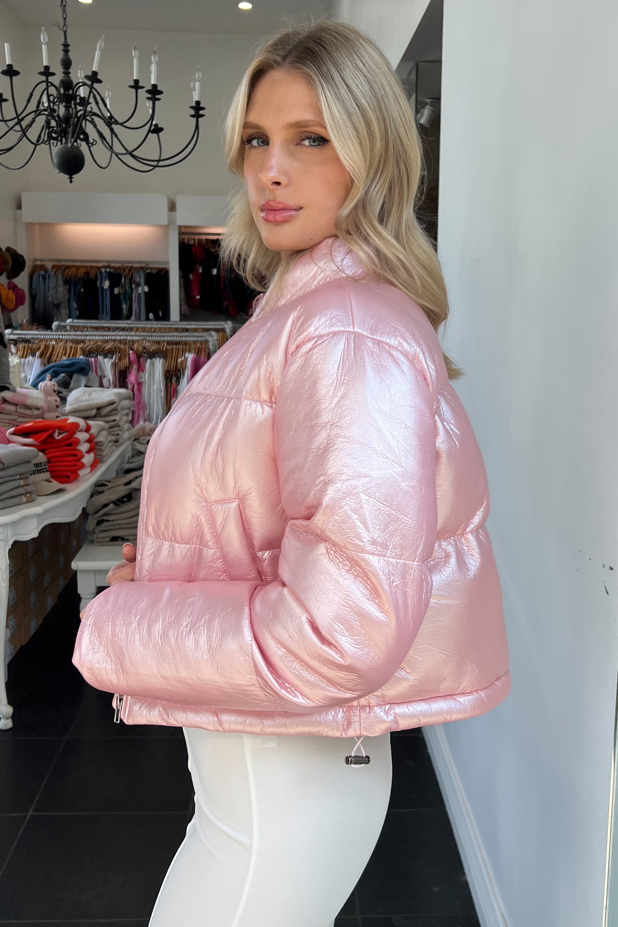 Barbie Puffer Jacket-Ice Pink