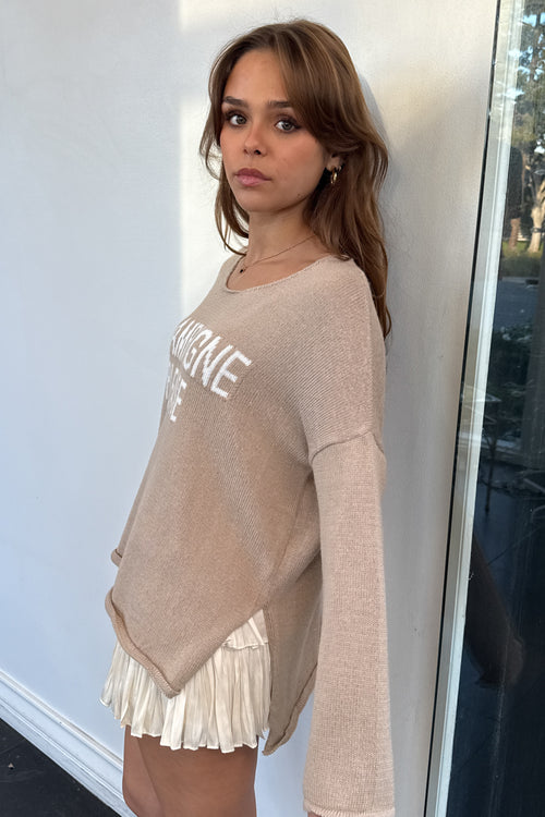 Champagne Please Sweater-Mocha + Ivory