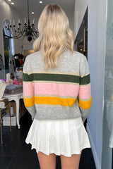 Gold Lines Sweater-Grey