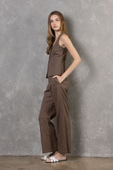 Chic In The City Pant Set-Brown