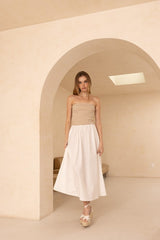 Hold On Summer Dress-White/Taupe
