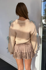 Juniper Bow Cardigan Sweater-Sand