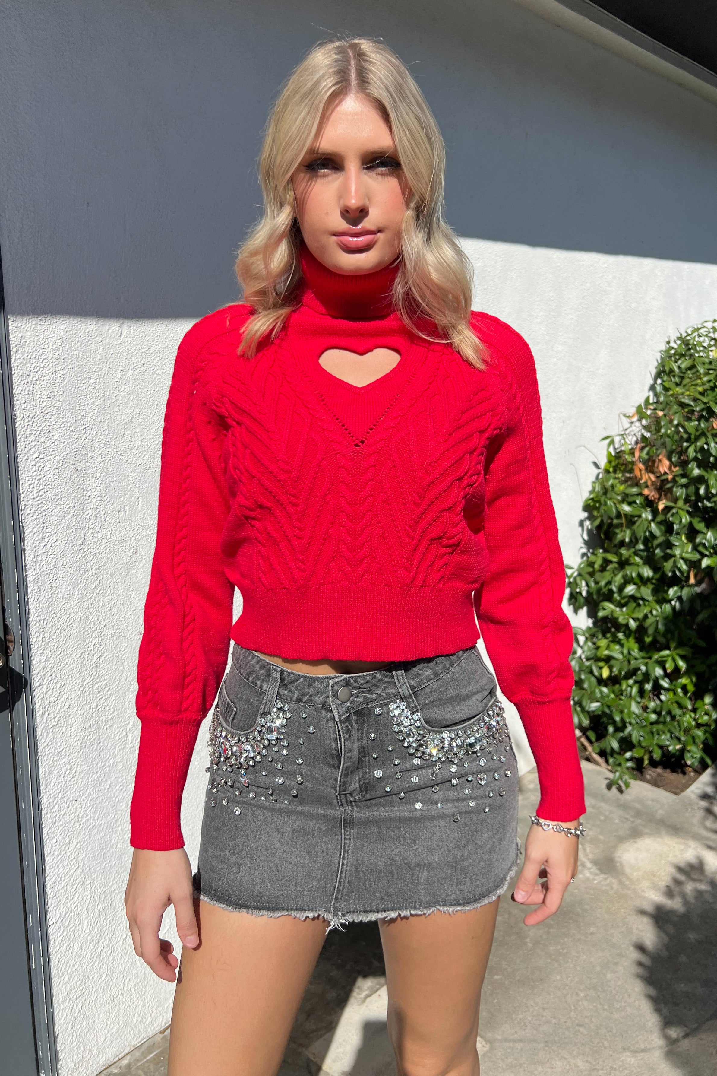 You Stole My Heart Sweater-Ruby Red