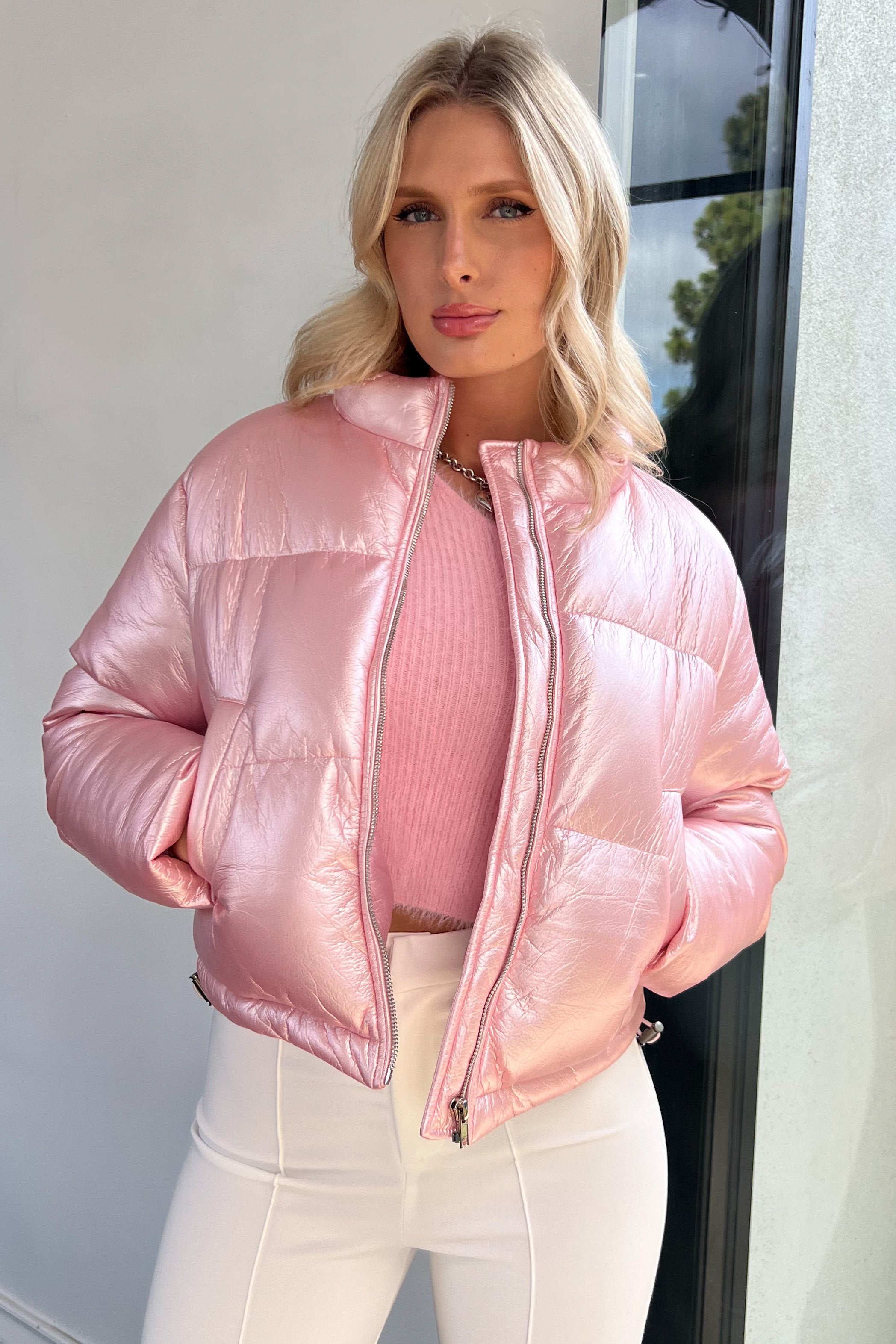 Barbie Puffer Jacket-Ice Pink