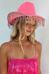 Shake + Shimmer Cowboy Hat-Neon Pink