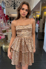 Valerie Sequin Dress-Gold
