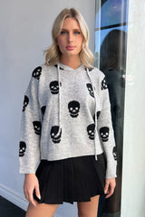 Skull Sweater-Grey + Black