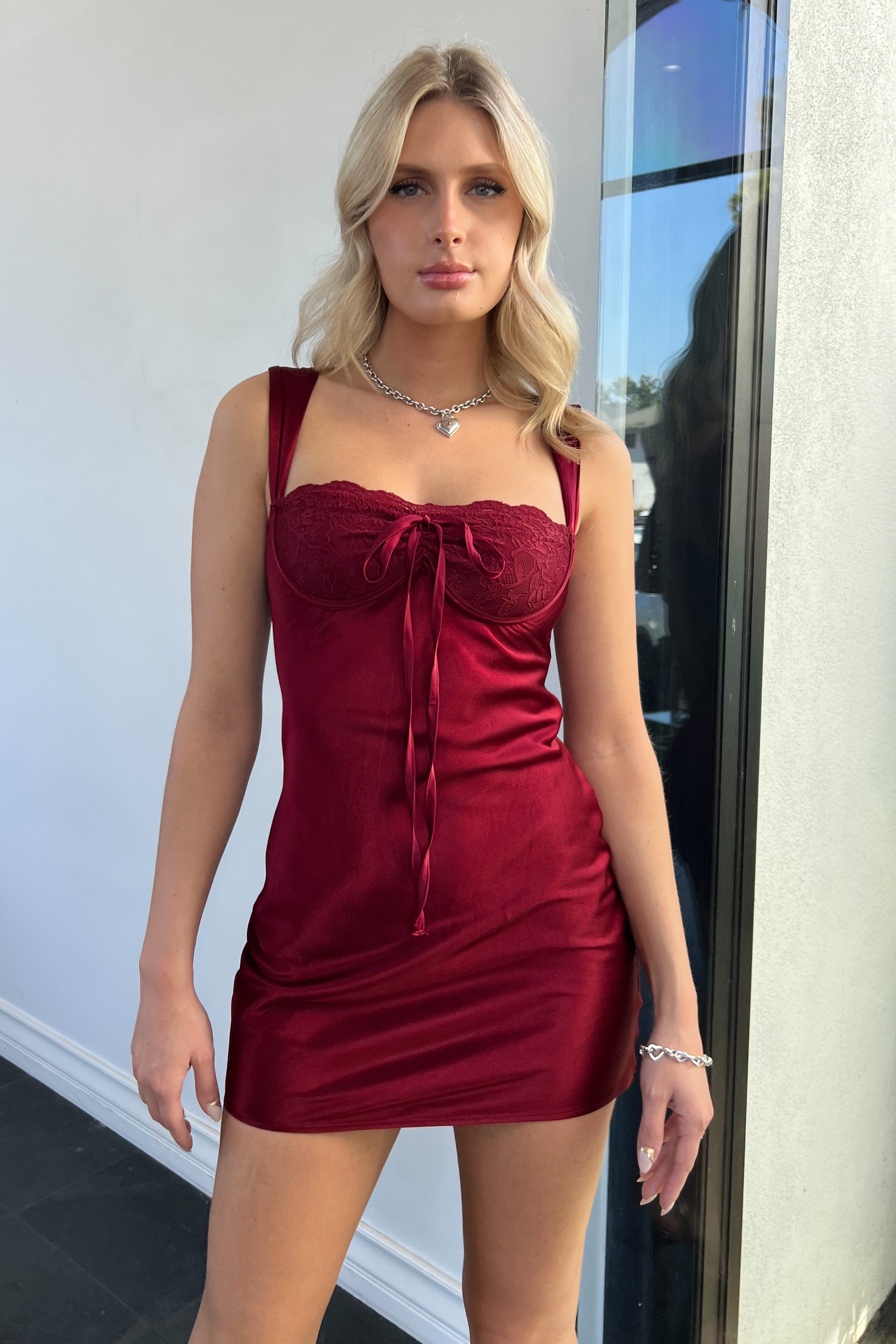Sofia Mini Dress-Dark Red