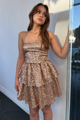 Valerie Sequin Dress-Gold
