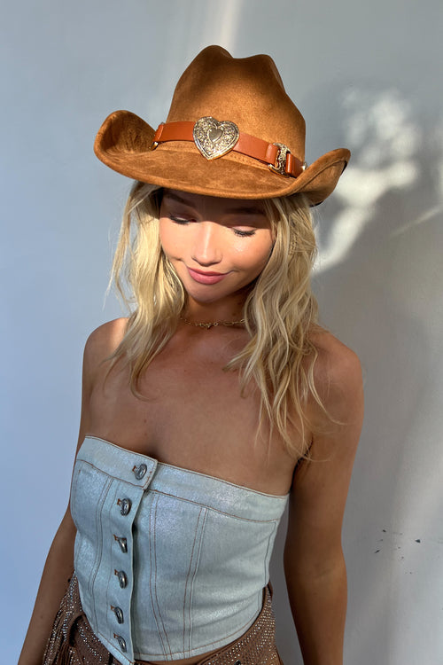 I Heart Cowgirls Hat-Brown