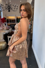 Valerie Sequin Dress-Gold