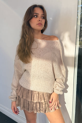 Champagne Please Sweater-Beige + Black