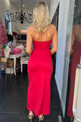 Cut Roses Maxi Dress-Red