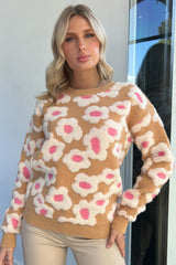 Flower Power Sweater-Beige Floral