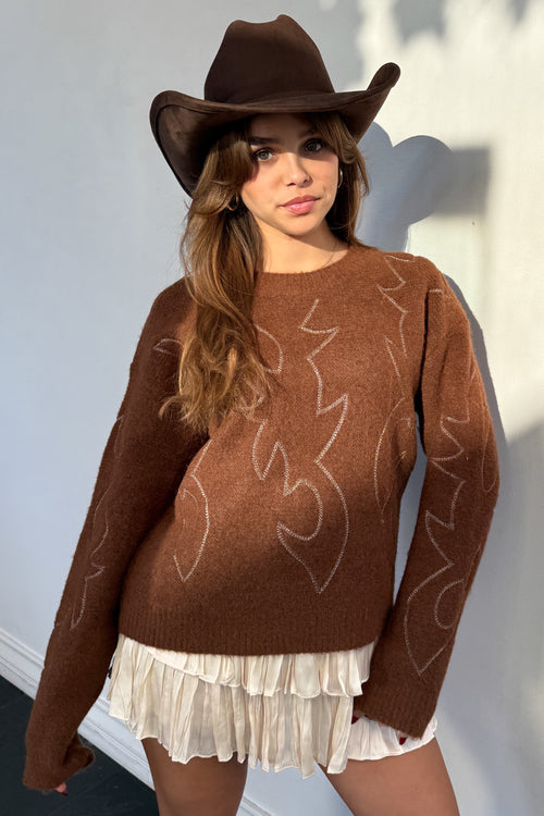 Boots In The Sand Sweater-Brown