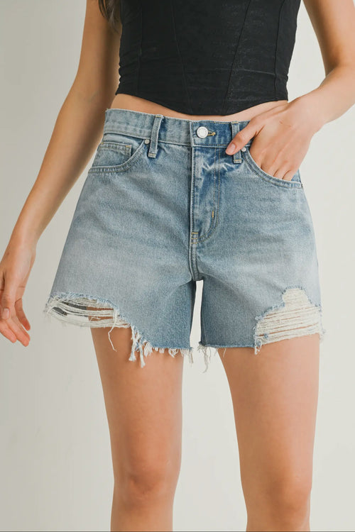 Let's Ride Denim Shorts-Light