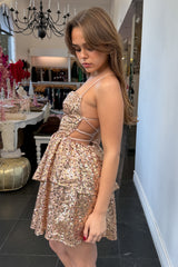Valerie Sequin Dress-Gold