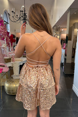 Valerie Sequin Dress-Gold