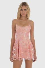 Fiona Sequin Dress-Peach