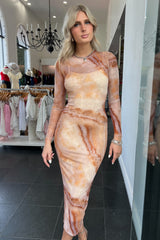 Mila Maxi Dress-Apricot Multi