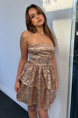 Valerie Sequin Dress-Gold
