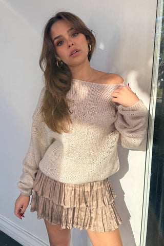 Juniper Bow Cardigan Sweater-Sand