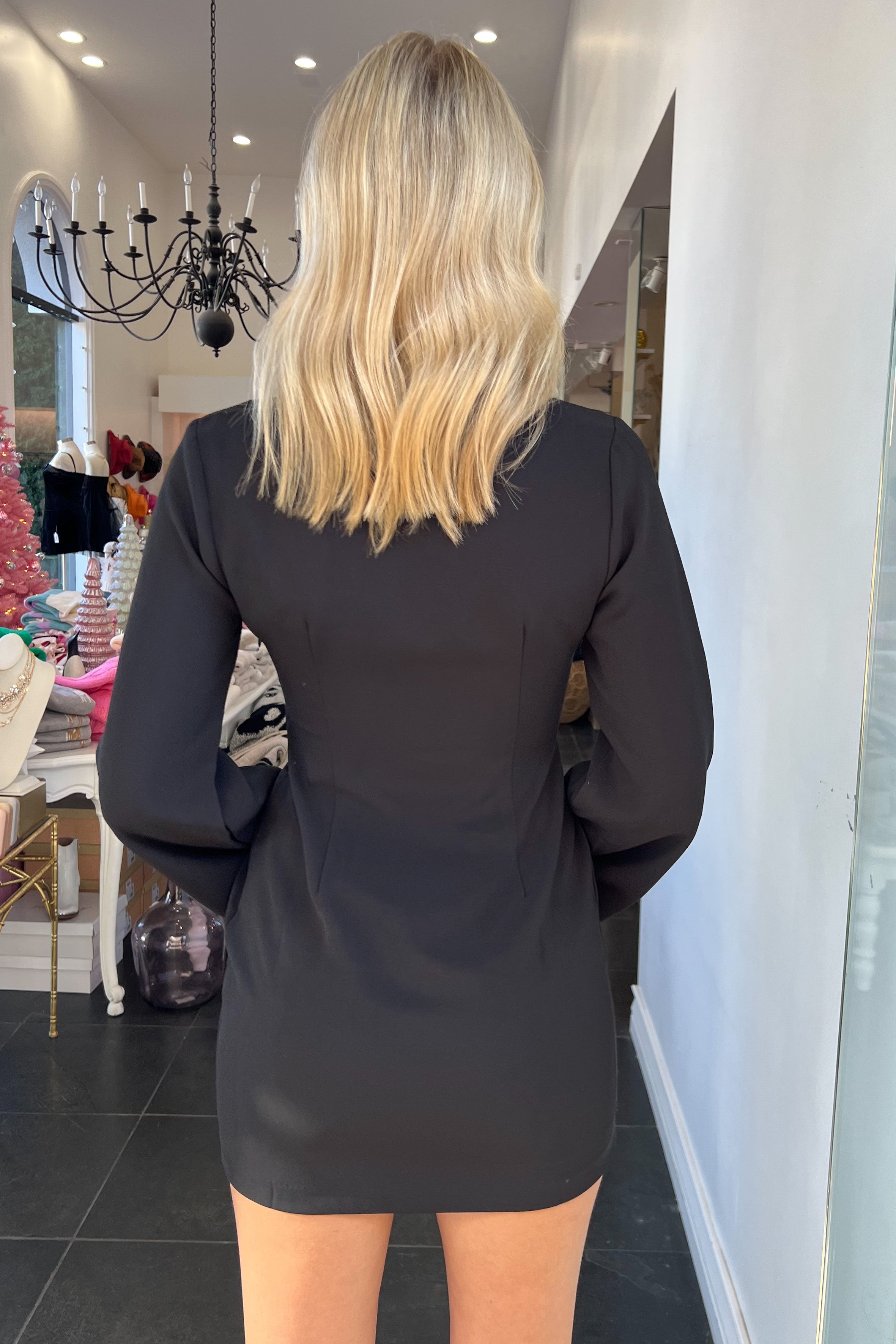 Mach Long Sleeve Dress-Black