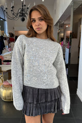 Glistening Night Sweater-Heather Grey