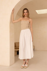 Hold On Summer Dress-White/Taupe