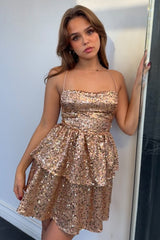 Valerie Sequin Dress-Gold
