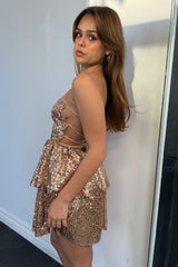 Valerie Sequin Dress-Gold