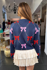 Iris Bow Sweater-Navy