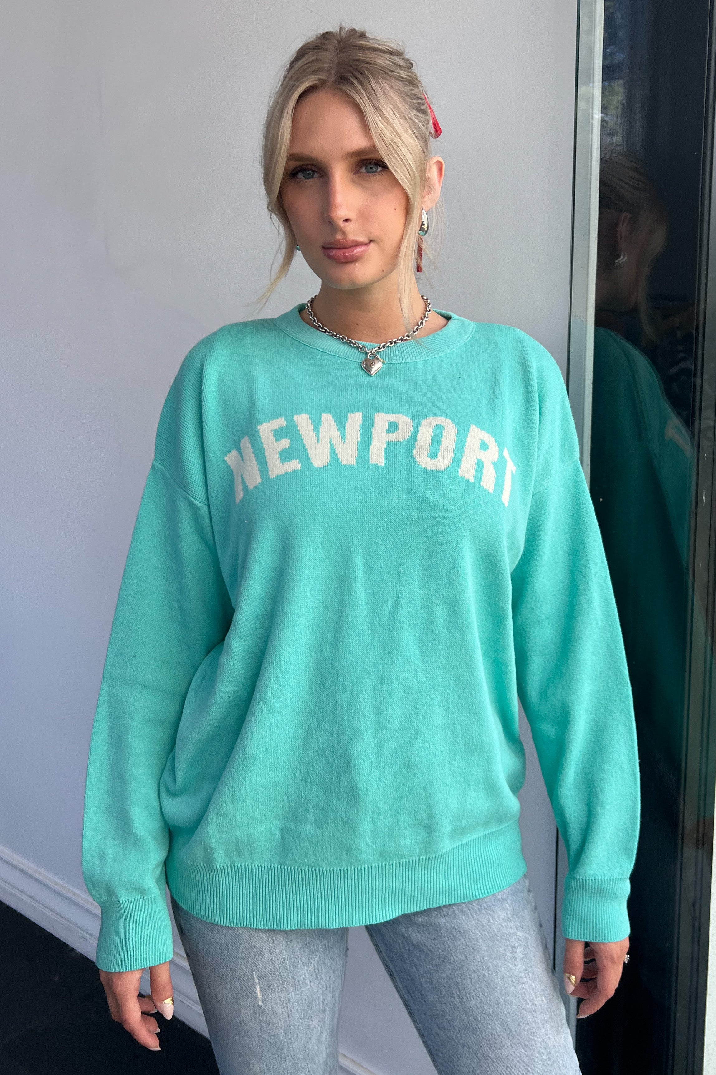 Newport Sweater-Aqua