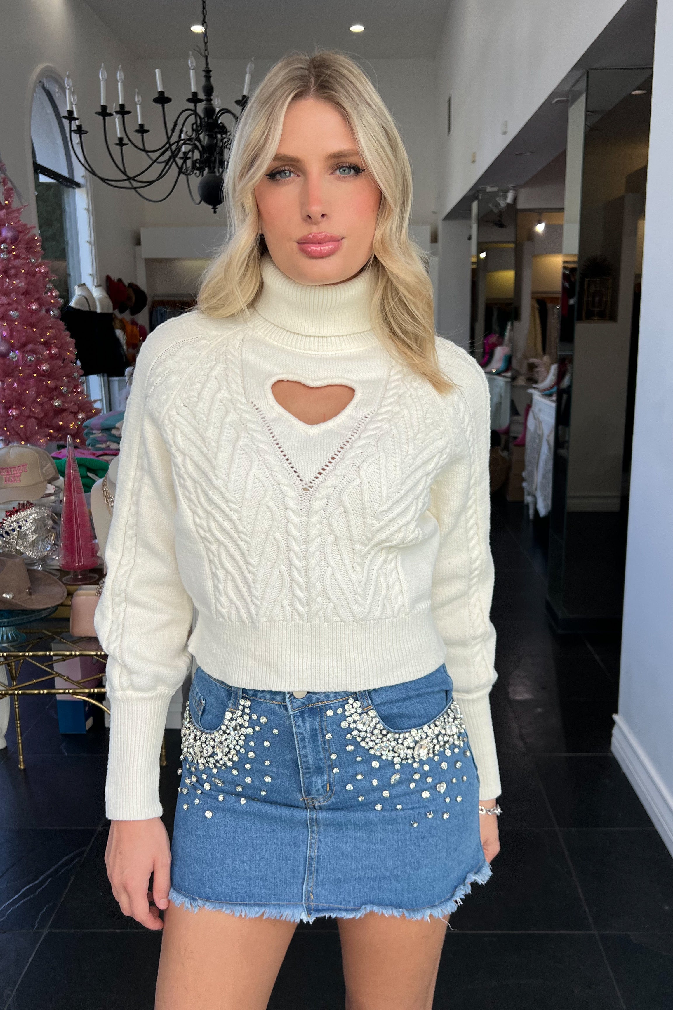 You Stole My Heart Sweater-Cream