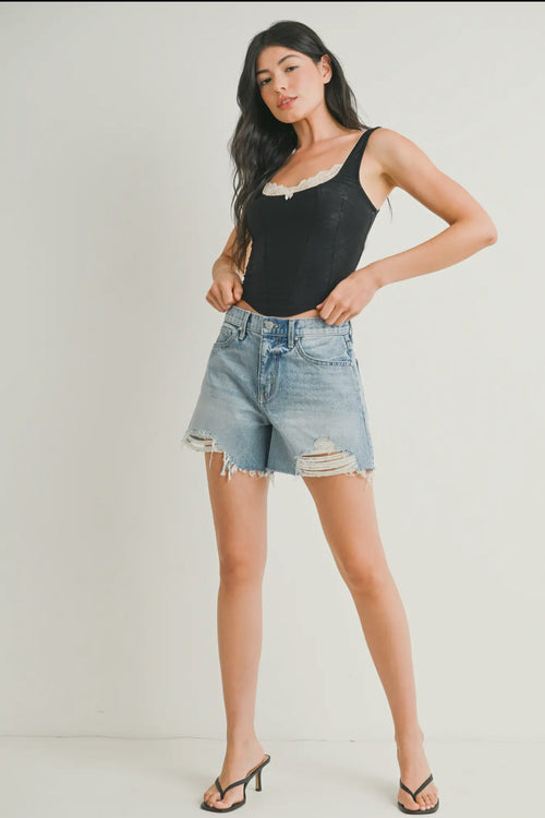 Let's Ride Denim Shorts-Light