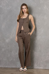 Chic In The City Pant Set-Brown