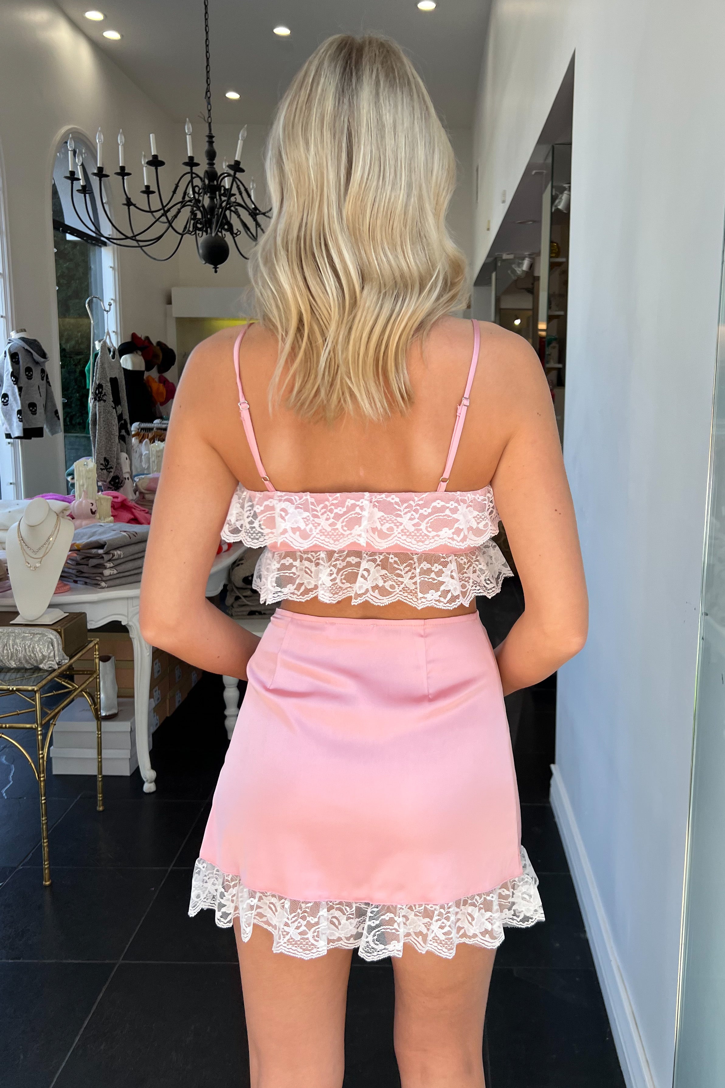 French Maid Dress Set-Pink