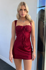 Sofia Mini Dress-Dark Red