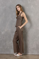 Chic In The City Pant Set-Brown