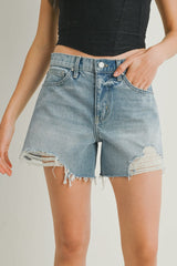 Let's Ride Denim Shorts-Light