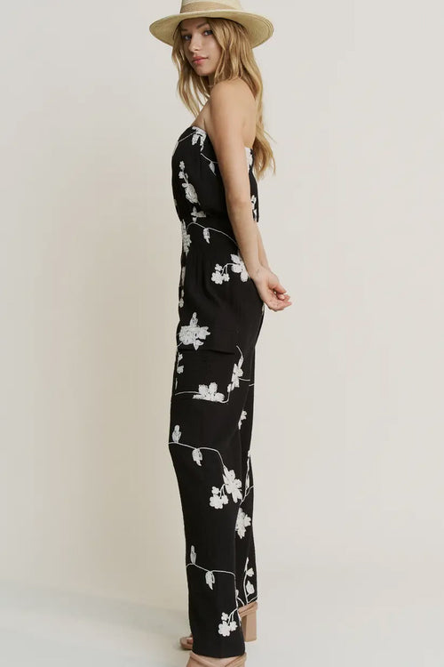 Mexico Flowers Jumpsuit-Black