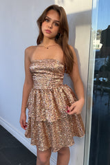 Valerie Sequin Dress-Gold