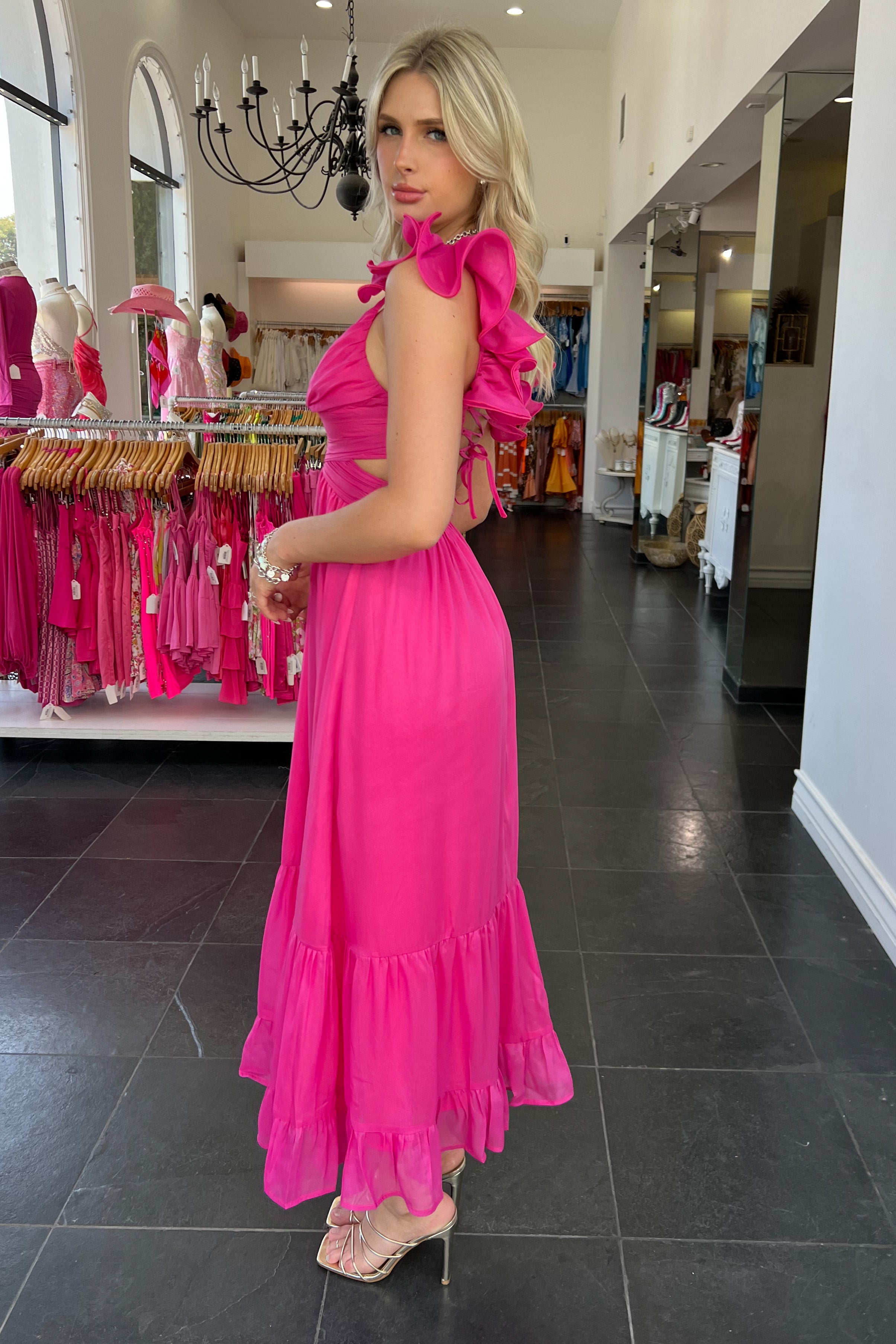 Rosetta Maxi Dress-Hot Pink