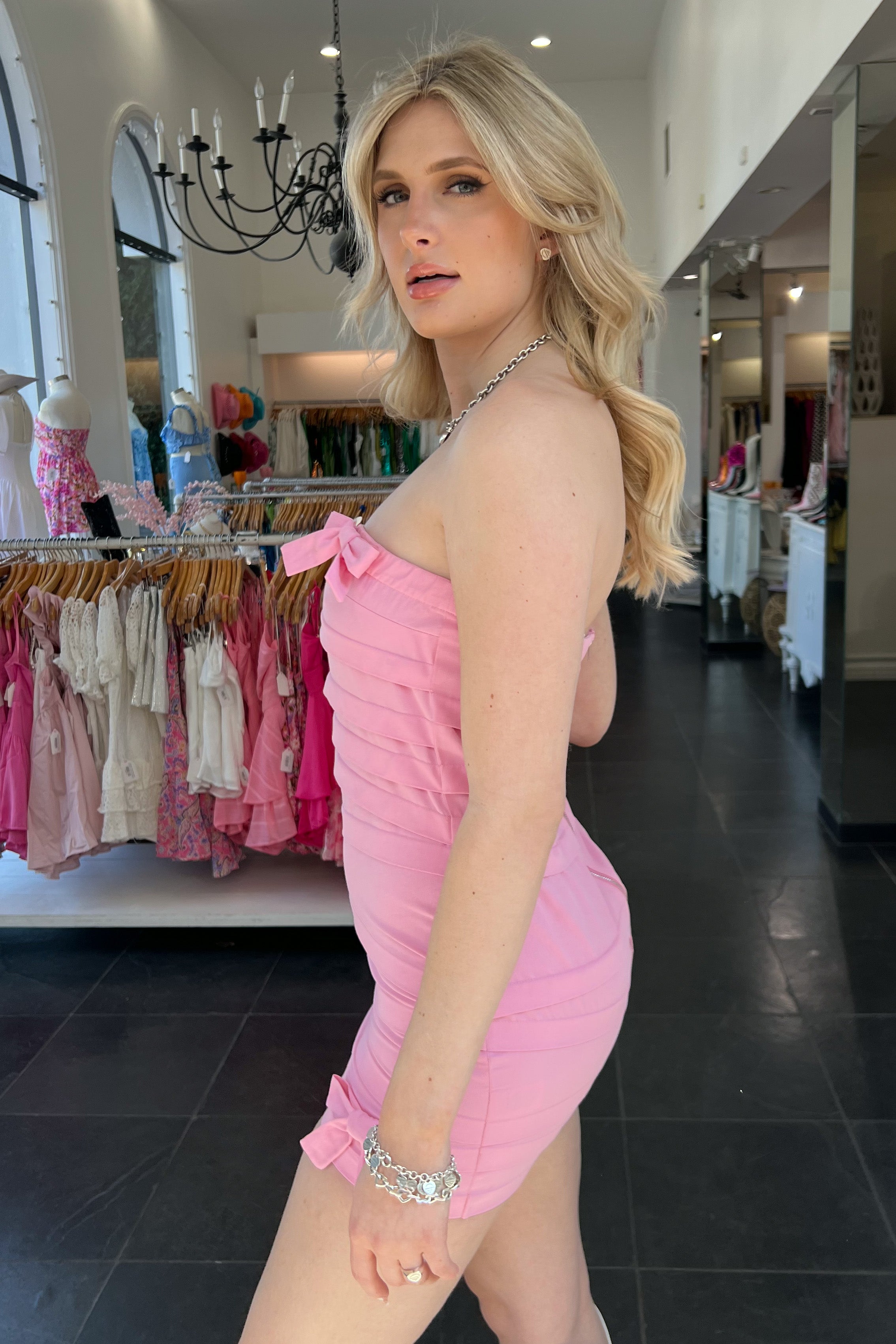 Put A Bow On It Dress-Pink