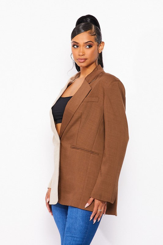 Two Sides To Every Story Blazer-Brown Combo