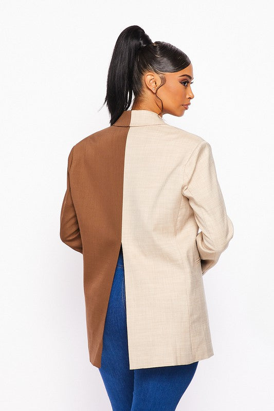 Two Sides To Every Story Blazer-Brown Combo
