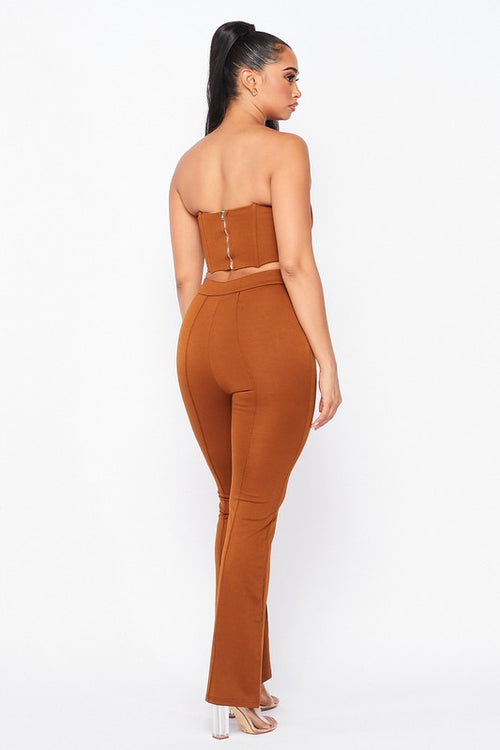 From Day To Night Pant Set-Brown