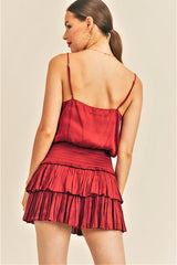 Jolene Ruffle Skirt-Deep Red