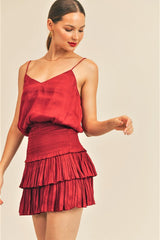 Jolene Ruffle Skirt-Deep Red