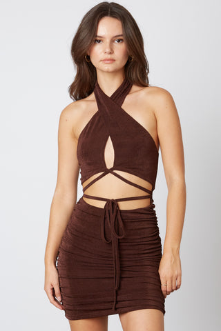 Sia Mini Dress-Brown